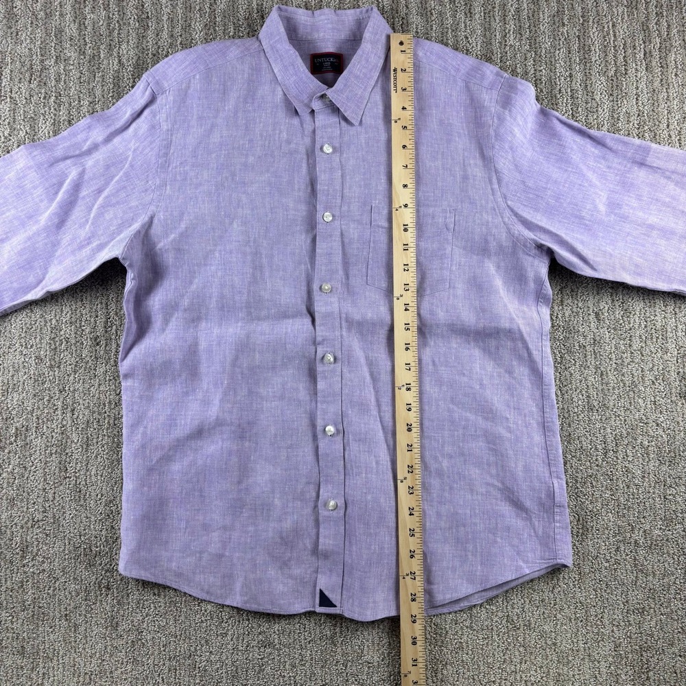 UNTUCKit Selegas Men's‎ Large Purple Linen Button Down Shirt Long Sleeve Casual - Picture 7 of 10
